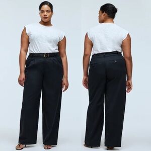 Madewell Wide Leg Smoky black Pants Size 12 High Rise Tailored Trousers